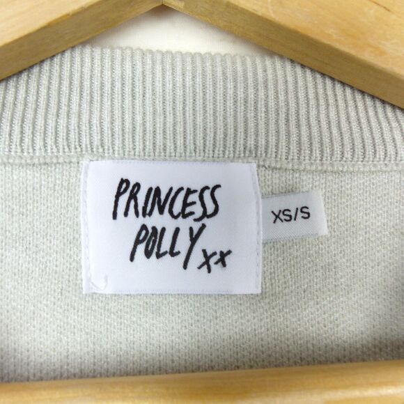 Princess Polly Crop Bell Sleeves Sweater Womens XS Gray Girl Soldier Relaxed - Picture 7 of 11